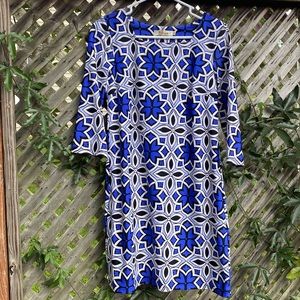 Blue Floral Long Sleeve Dress